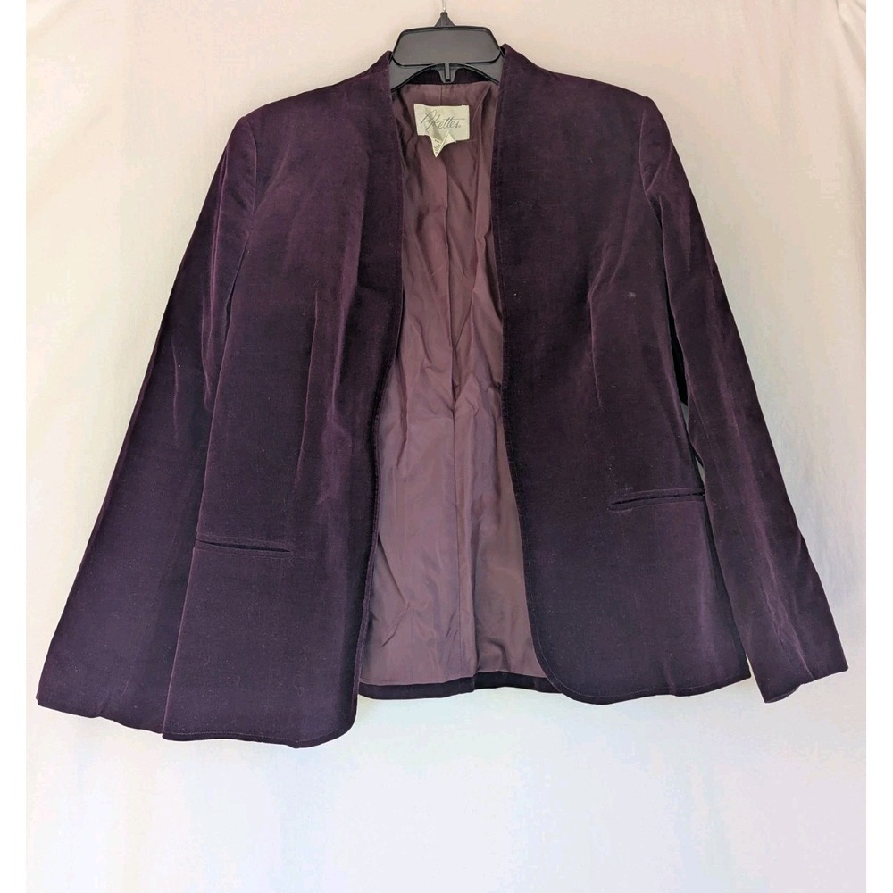 Vtg Pykettes Open Blazer Velvet Velour 100% Cotton Purple Women's Sz 12 Japan